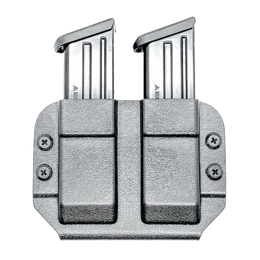 Durable OWB dual magazine holster, fits 9mm and .40 S&W mags from Glock, Sig, Staccato, and more.