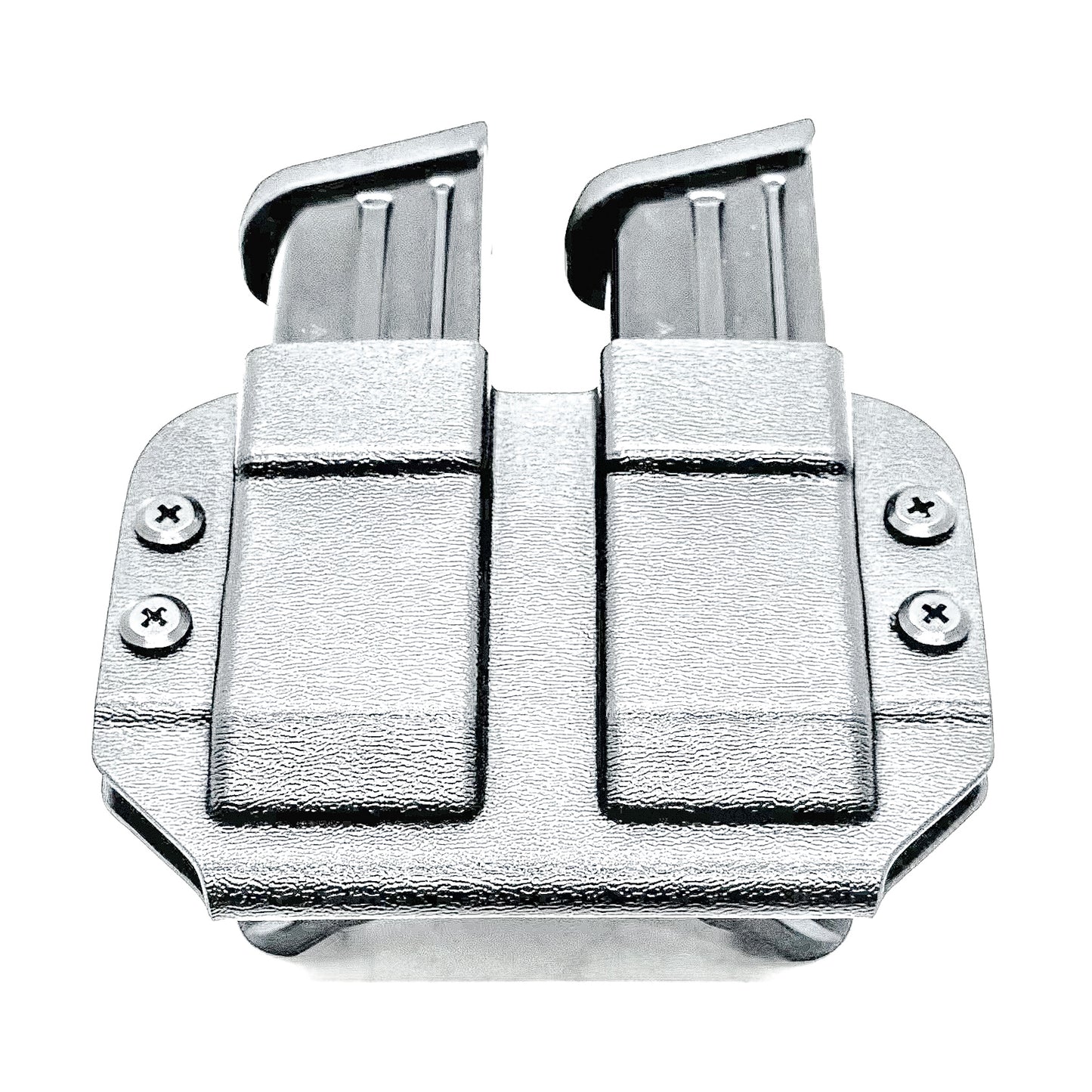 Durable OWB dual magazine holster, fits 9mm and .40 S&W mags from Glock, Sig, Staccato, and more.