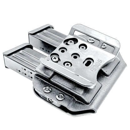 Durable OWB dual magazine holster, fits 9mm and .40 S&W mags from Glock, Sig, Staccato, and more.