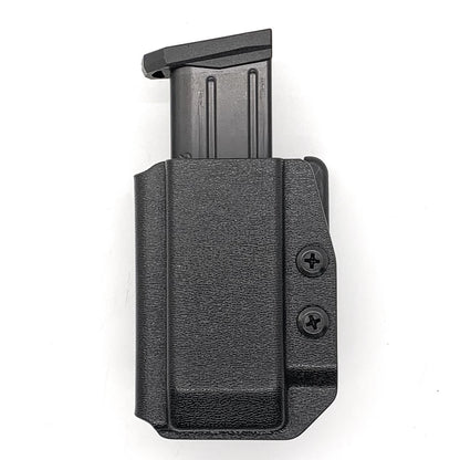 For the best, most comfortable, and rugged Kydex OWB Outside Waistband magazine pouch for 9mm Arex Delta shop Four Brothers Holsters.  Suitable for belt widths of 1 1/2", 1 3/4". 2" & 2 1/2" Adjustable retention and cant outside waist carrier holster Sig P320, Arex  Glock 9mm & 40, Ruger, Walther, Smith & Wesson, FN