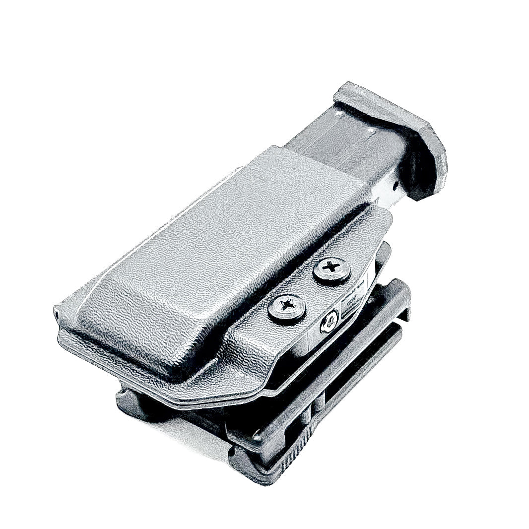 Black Kydex OWB Outside Waistband magazine pouch for 9mm Arex Delta from Four Brothers 4BROS Holsters.  Made in the USA.