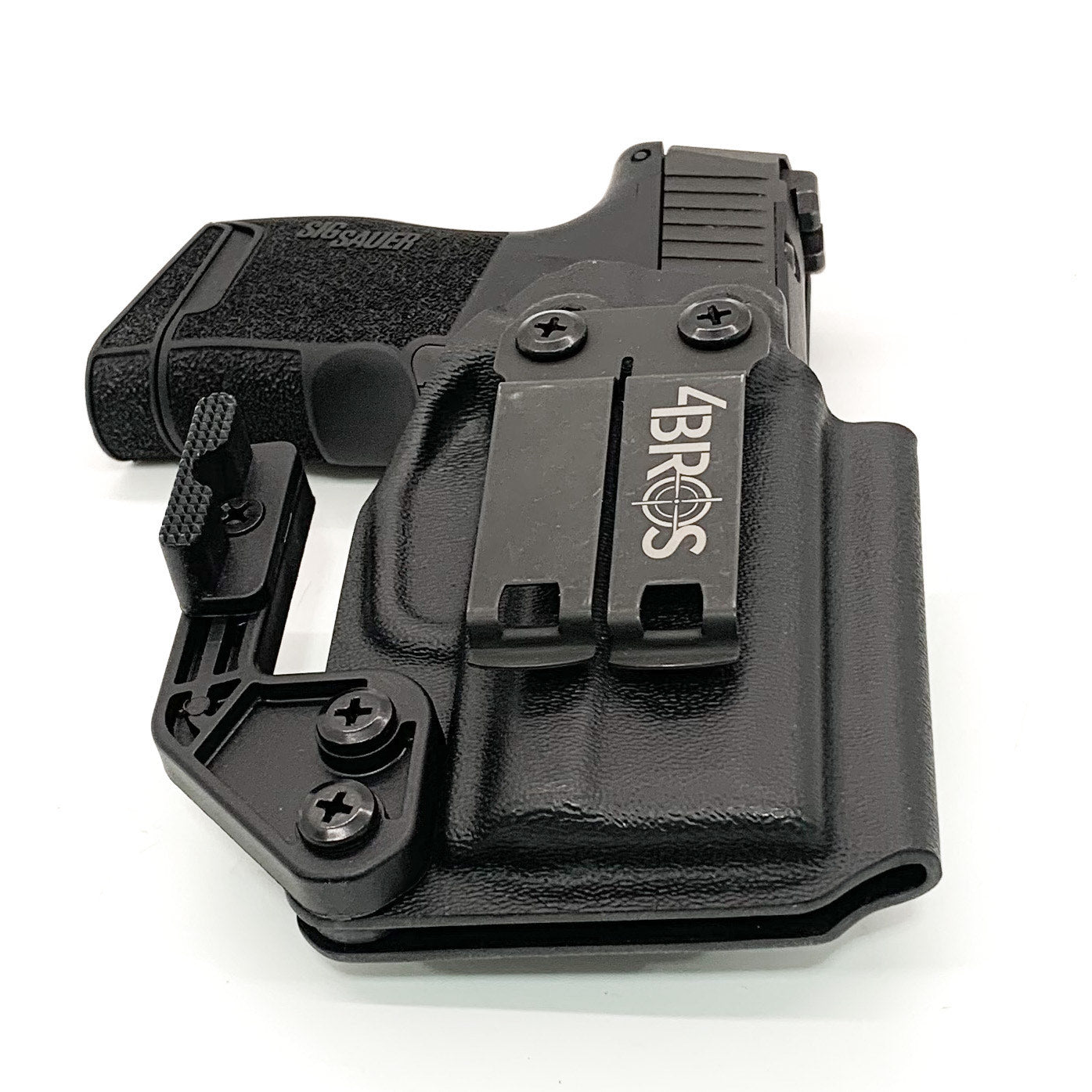 Inside waistband IWB kydex holster designed to fit the Sig Sauer P365 P 365 with GoGuns Gas Pedal holster has adjustable retention High Sweat shield guard FOMI 1.5" Belt attachment Optional Modwing includes 2 inserts to reduce firearm printing Rides close to body and comfortable durable