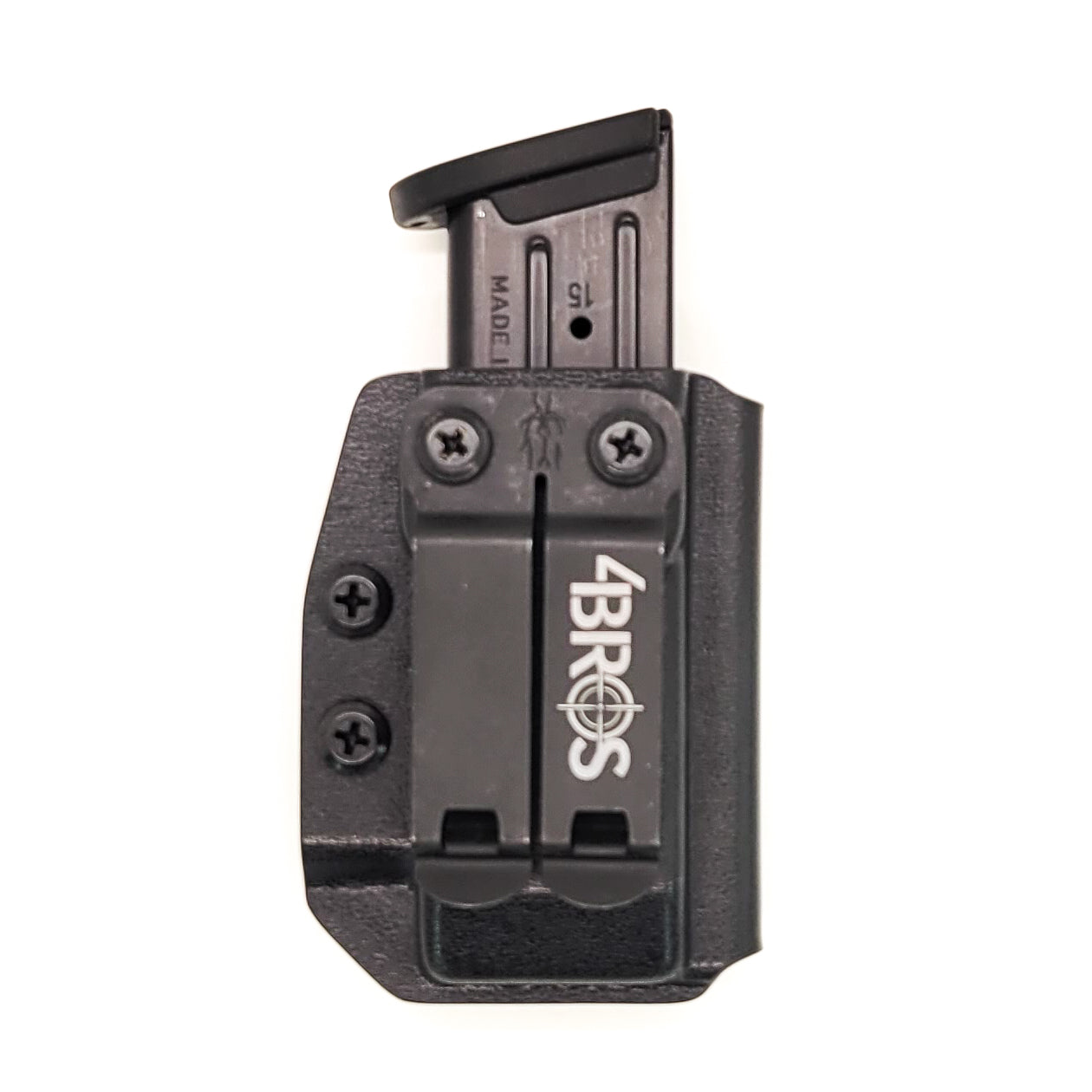 For the best, Inside Waistband IWB AIWB universal magazine carrier, holster, & pouch for the Sig P320, P365, P365XL, Glock 17, 17L, 19, 22, 23, 26, 27, 34, 35, 45, 31, 32, 33, .357 Sig, 9mm & 40 Walther, Smith & Wesson, Arex, H&K, and 509, 509T, LS EDGE FN magazines, shop Four Brothers Holsters. 4BROS, Made in the USA