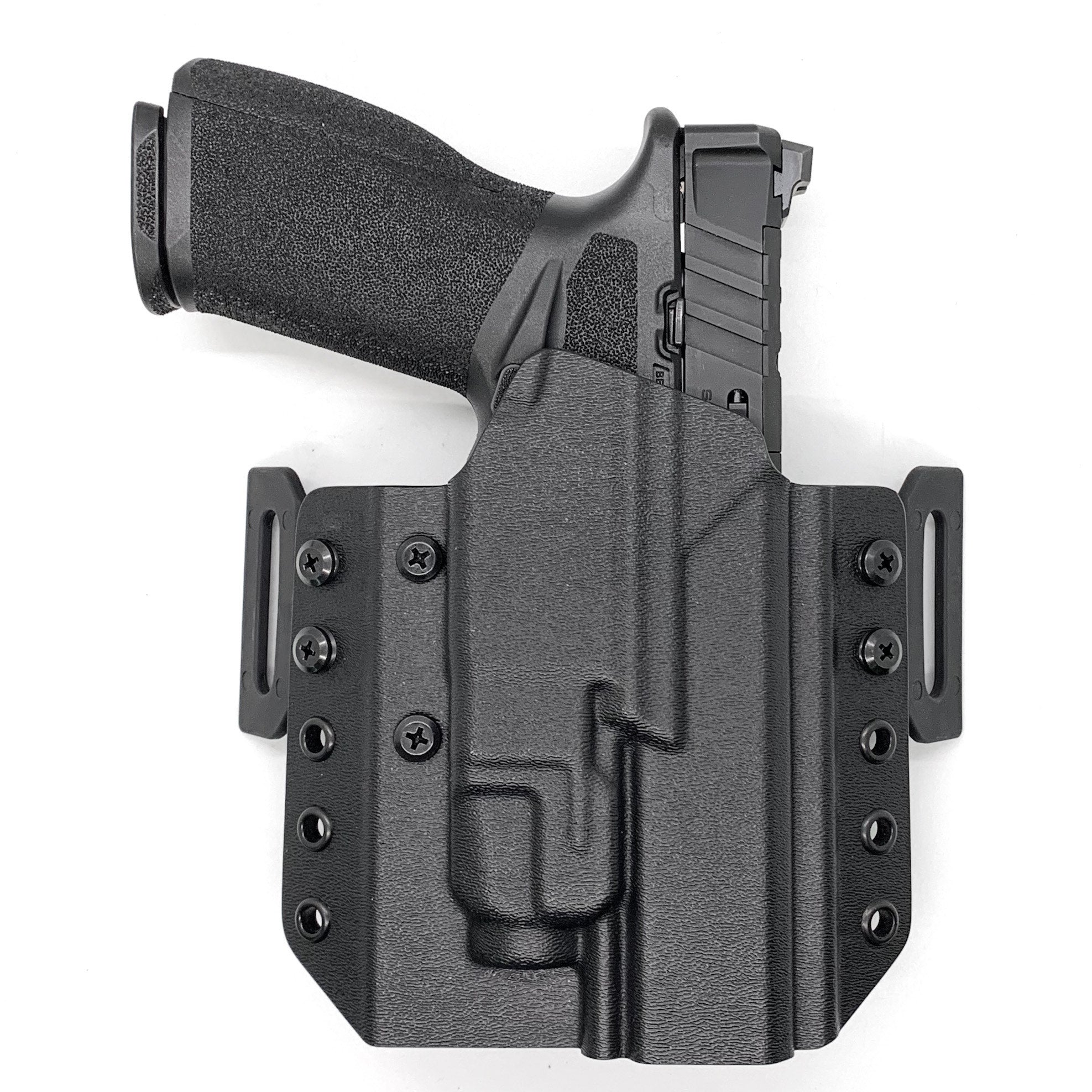 For the best. most comfortable and easily concealable outside the waistband OWB Kydex pancake style holster for the Springfield Echelon with the Streamlight TLR-7 or TLR-7A, shop Four Brothers Holsters. Open Muzzle, Full Sweat Guard, Adjustable retention, Optic and Red Dot ready. Made in USA. Quick & Fast Shipment