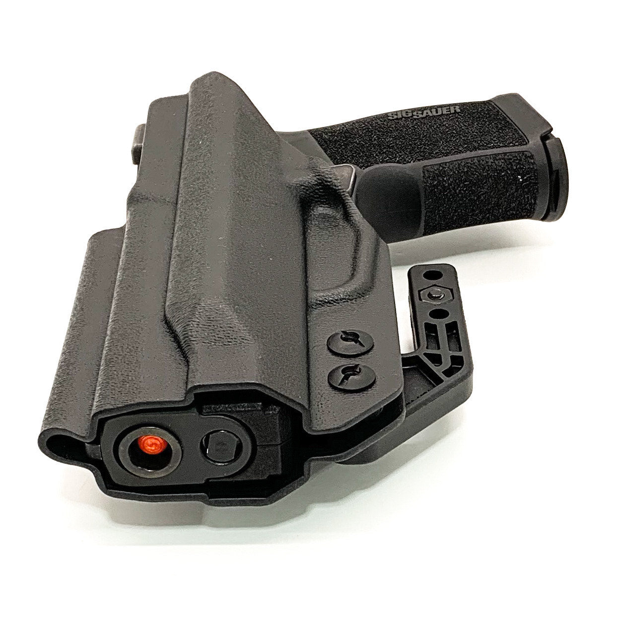 Inside waistband holster designed to fit the Sig Sauer P365 and P365XL pistol series with the Tactical Development Pro Ledge Tactical Application Rail installed.  This holster will fit the Sig P365, P365X, P365XL Spectre, P365 XL RomeoZero, P365X RomeoZero, P365 SAS and P365XL Spectre Comp with the Pro Ledge Rail.