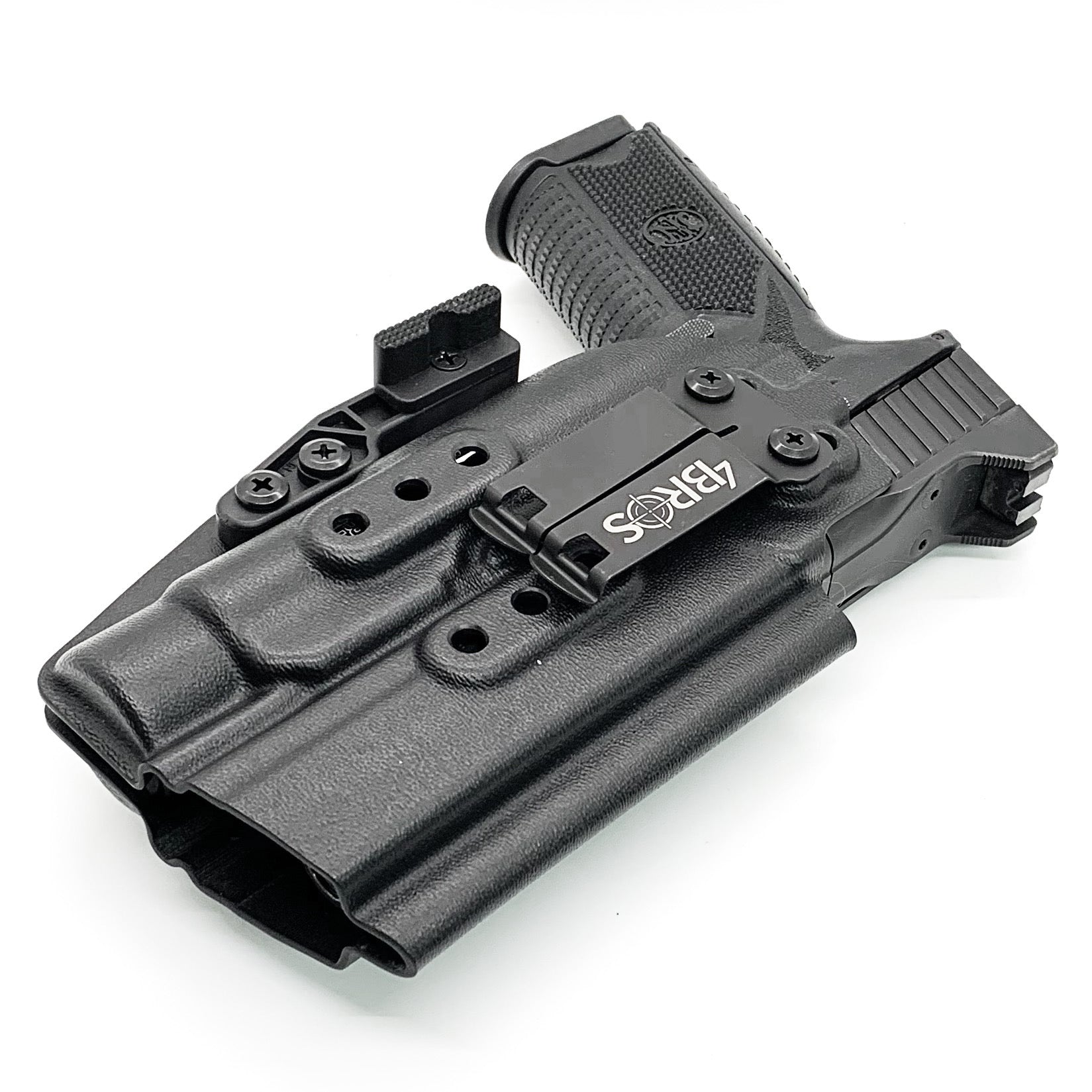 Inside Waistband Taco Style Holster designed to fit the FN 509  and FN 509 Tactical with the Streamlight TLR-1 or TLR-1 HL attached to the pistol. The holster retention is on the light itself and not the pistol, the holster will not work without the light mounted on the firearm.  Proudly made in the USA.