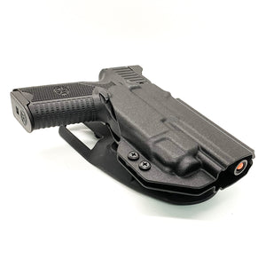 For the BEST, Outside Waistband OWB Kydex Duty and Competition style holster designed to fit the FN 509 compact, 509, 509 Tactical with the Streamlight TLR-8 or TLR-8A on the handgun, shop Four Brothers Holsters. Open muzzle, Full sweat guard, adjustable retention, cleared for red dot sights. Made in USA 4BROS Holster 