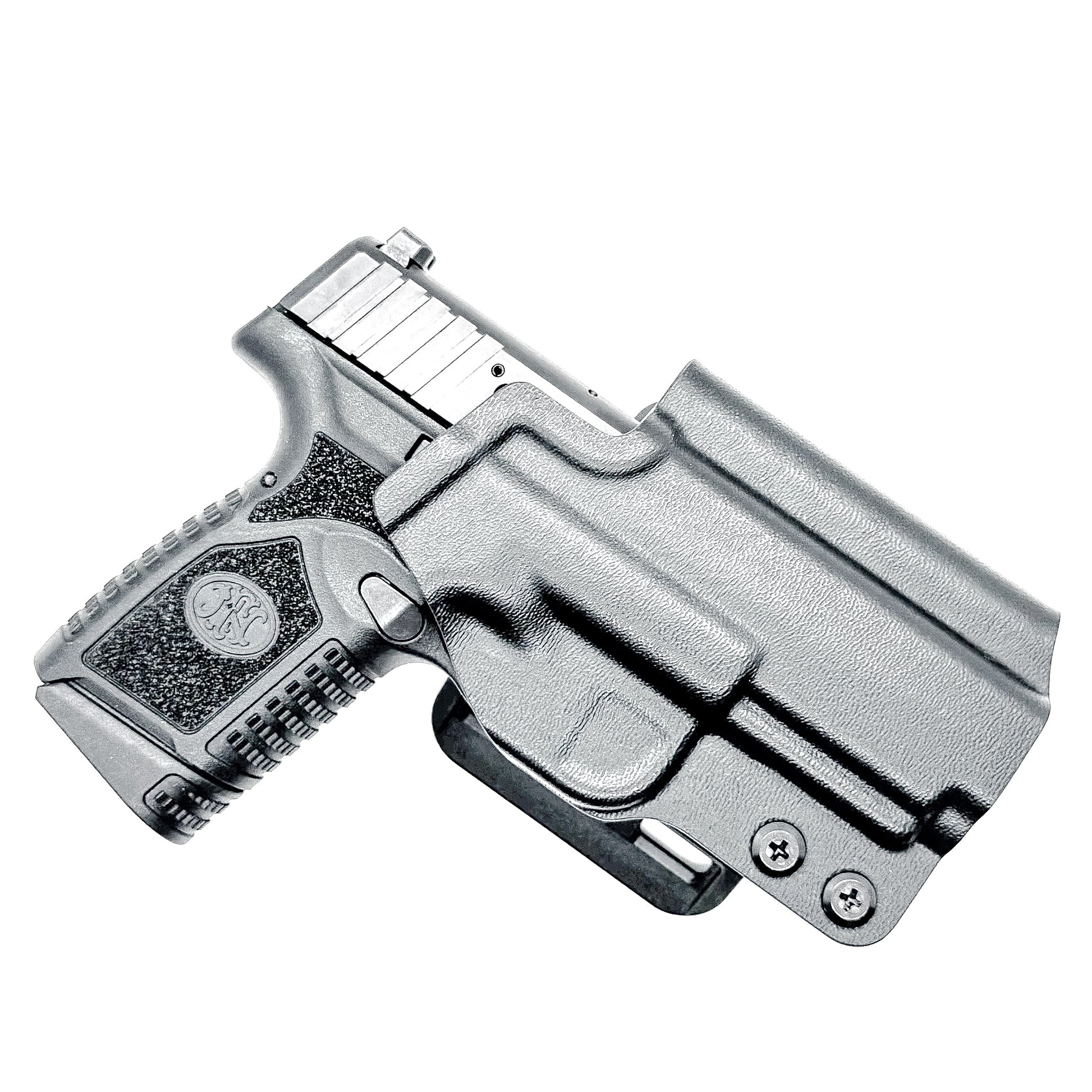 Precision-molded FN Reflex OWB holster with adjustable retention, mid-height sweat guard, and durable .093" thermoplastic. Made in the USA.
