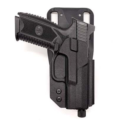 For the best Outside Waistband Duty and Competition Style Holster for the FN 509 compact, shop Four Brothers 4BROS Holsters.  Adjustable retention, high sweat guard, holster profile cut to allow red dot sights.  Minimal material and smooth edges to reduce printing.  Made in the USA 