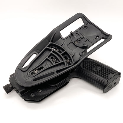 For the best Outside Waistband Duty and Competition Style Holster for the FN 509 compact, shop Four Brothers 4BROS Holsters.  Adjustable retention, high sweat guard, holster profile cut to allow red dot sights.  Minimal material and smooth edges to reduce printing.  Made in the USA 