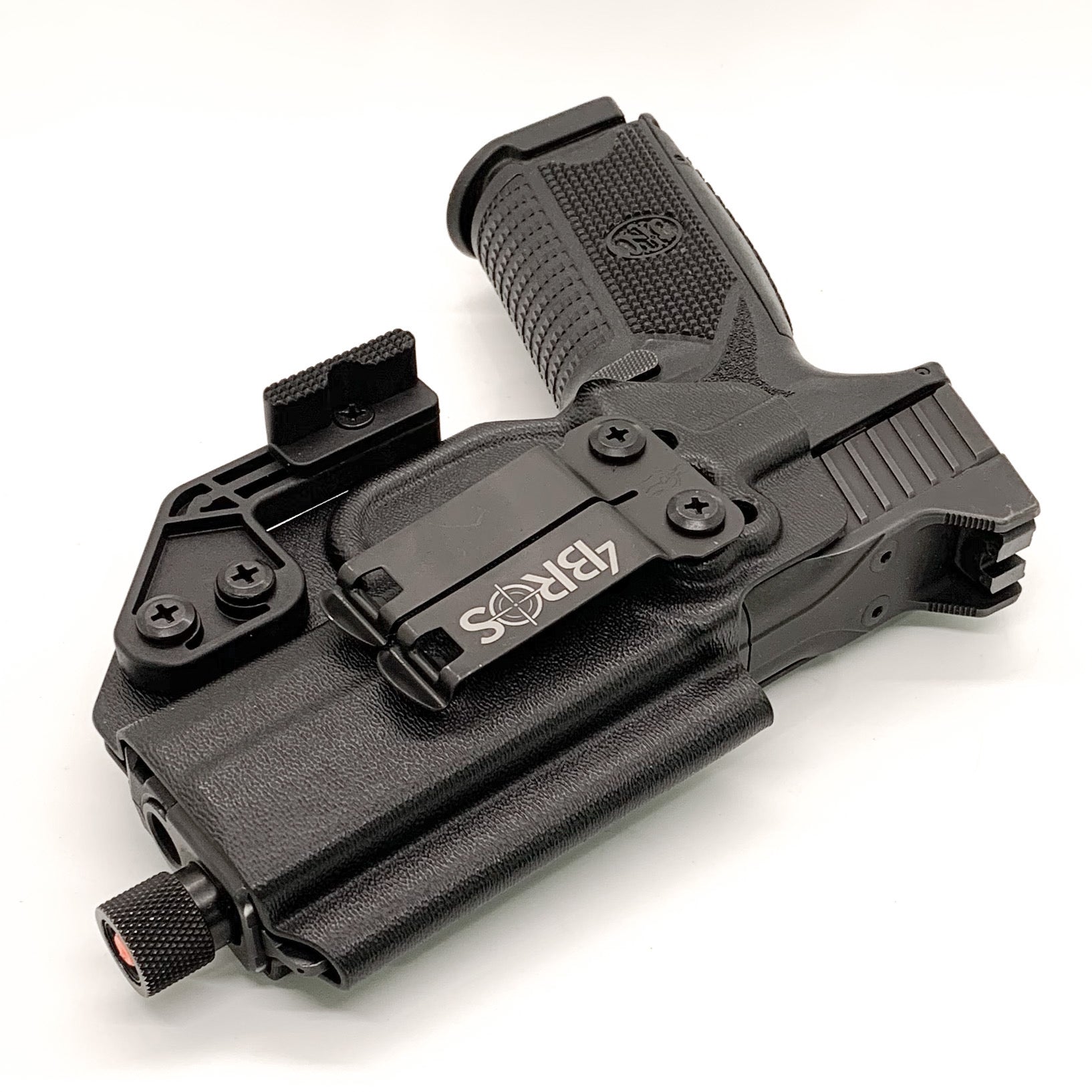 Inside Waistband Taco Style Holster designed to fit the FN 509 Compact Our holsters are vacuum formed with a precision machined mold designed from a CAD model of the actual firearm. Each holster is formed, trimmed, and folded in-house. Final fit and function tests are done with the actual pistol to ensure the holster fits the 