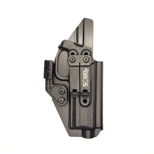 For the best Inside Waistband IWB Taco Style Holster for the FN 509 standard and 509 Tactical versions with the Apex 5.00" Slide and FN 509 LS Edge, shop Four Brothers Holsters 4BROS. Adjustable retention High sweat guard. The holster may fit a standard 509 Tactical pistol with a compensator. Made in the USA