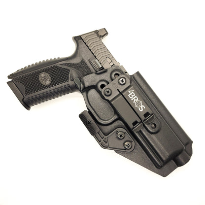 For the best Inside Waistband IWB Taco Style Holster for the FN 509 standard and 509 Tactical versions with the Apex 5.00" Slide and FN 509 LS Edge, shop Four Brothers Holsters 4BROS. Adjustable retention High sweat guard. The holster may fit a standard 509 Tactical pistol with a compensator. Made in the USA