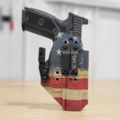 For the best IWB Kydex Inside Waistband Holster for the  FN 509 LS Edge & Apex Tactical 5.00" slide & Streamlight TLR-8 or 8A, shop Four Brothers Holsters. 