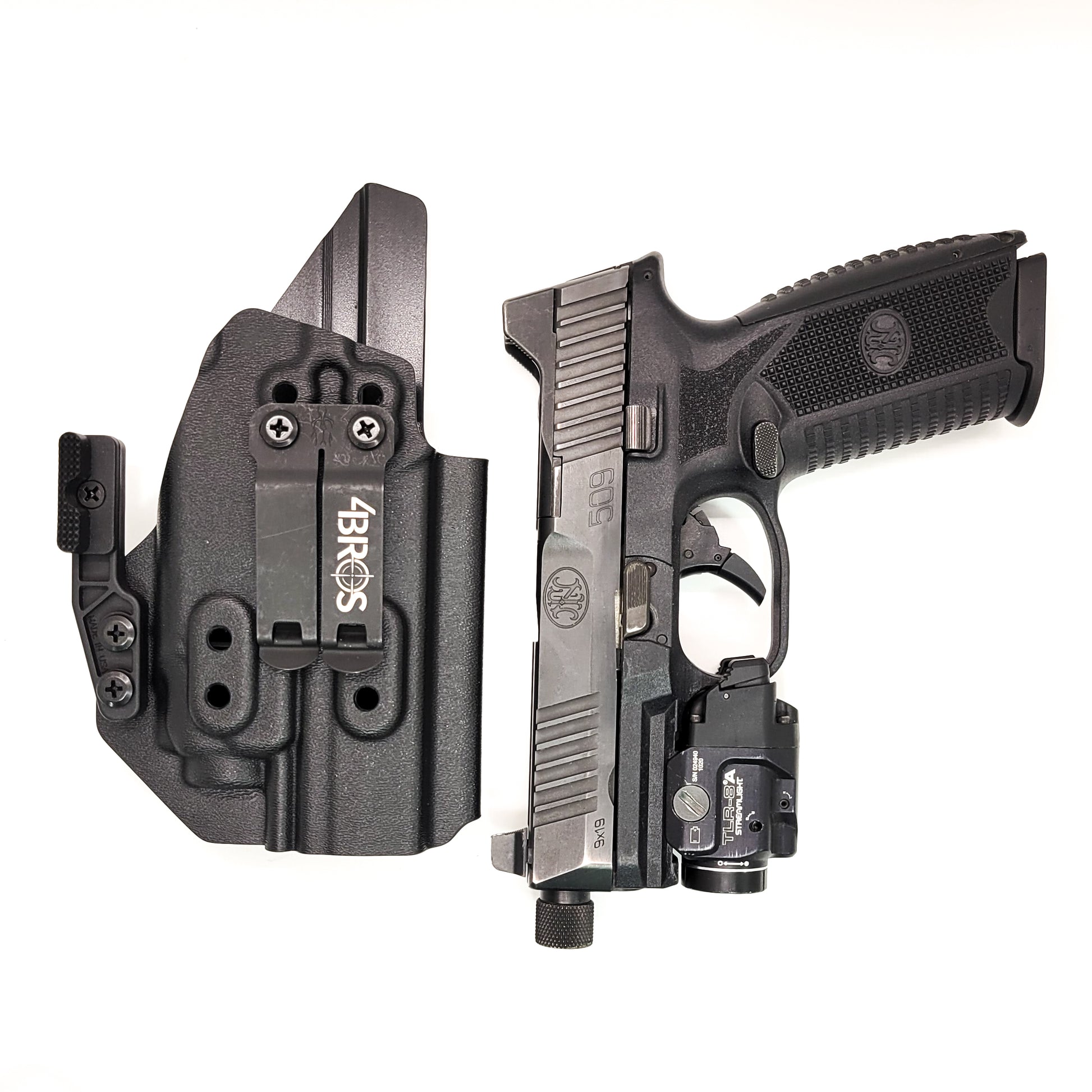 For the best IWB Kydex Inside Waistband Holster for the FN 509 compact, 509, 509 Tactical with the Streamlight TLR-8 or TLR-8A, shop Four Brothers Holsters.