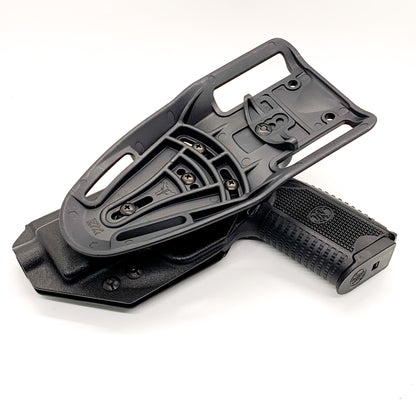 For the best Outside Waistband FN 509 standard or 509 Tactical with Apex 5.00" slide Duty & Competition Style Kydex Holster, shop Four Brothers 4BROS Holsters.
