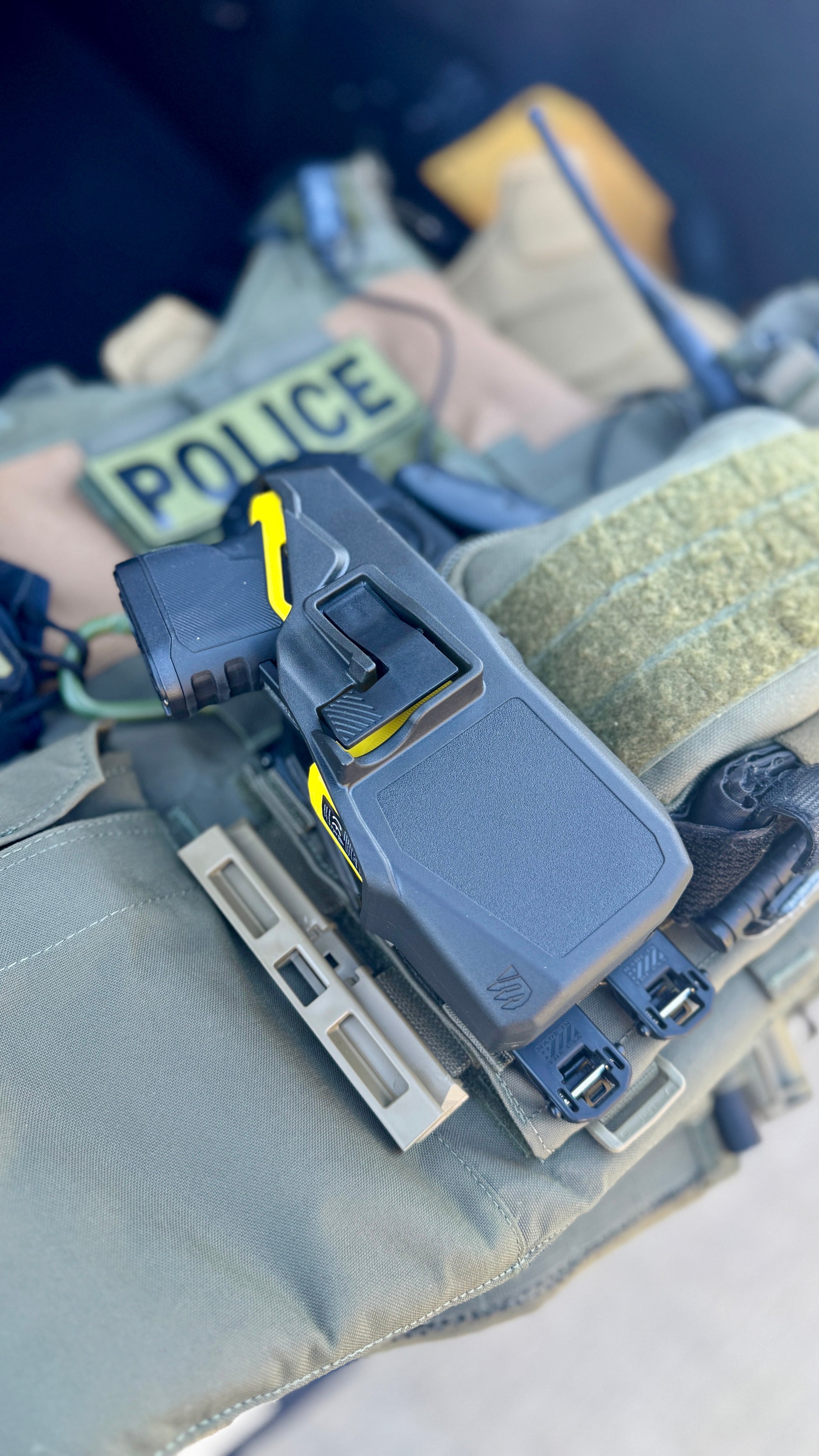 Four Brothers Holsters Straight Molle Revison 3 adapter for standard Blackhawk and Blade-Tech holster attachment pattern.   Buy today at Four Brothers Holsters.