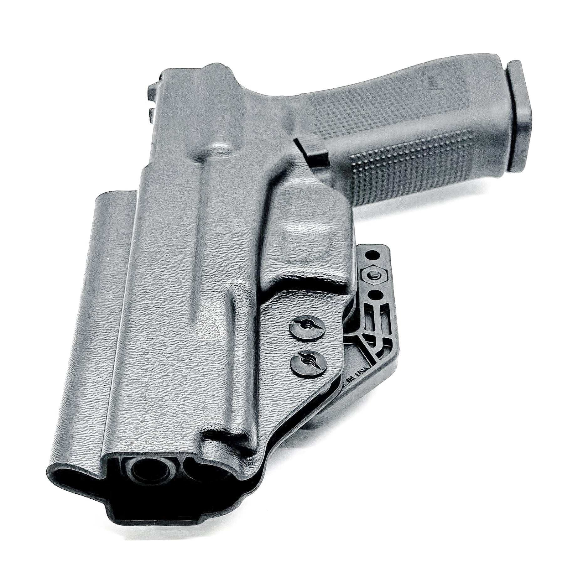 Inside waistband Kydex holster for Glock 17 and Glock 22 with Modwing, optic cut, and adjustable retention – made in the USA from .093" thermoplastic