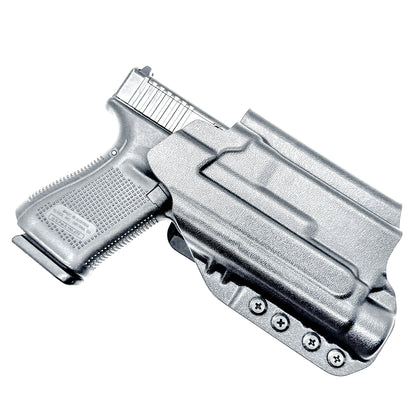 Outside Waistband (OWB) holster for Glock 19 & 45 with Streamlight TLR-1 HL-X. Built for duty and competition. Red dot ready, open muzzle, and made in the USA