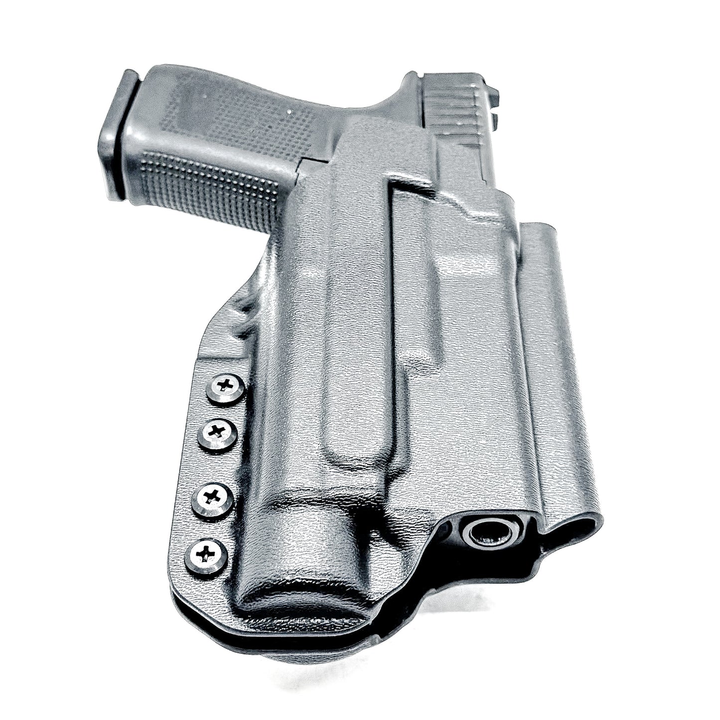 Outside Waistband (OWB) holster for Glock 19 & 45 with Streamlight TLR-1 HL-X. Built for duty and competition. Red dot ready, open muzzle, and made in the USA