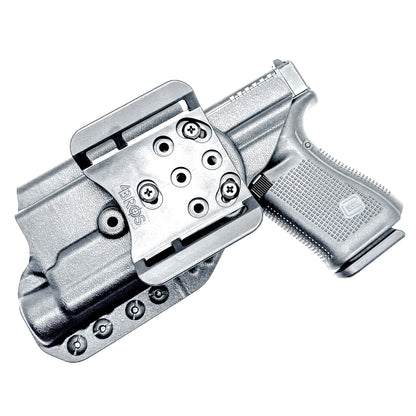 Outside Waistband (OWB) holster for Glock 19 & 45 with Streamlight TLR-1 HL-X. Built for duty and competition. Red dot ready, open muzzle, and made in the USA