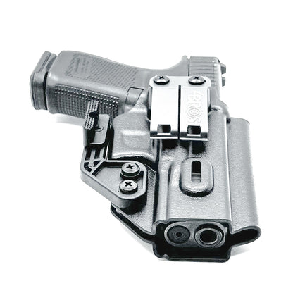 IWB holster for Glock 19, 19X, 45, and 32 – right-hand draw, adjustable retention and cant, full sweat guard, made in the USA from .093" Kydex