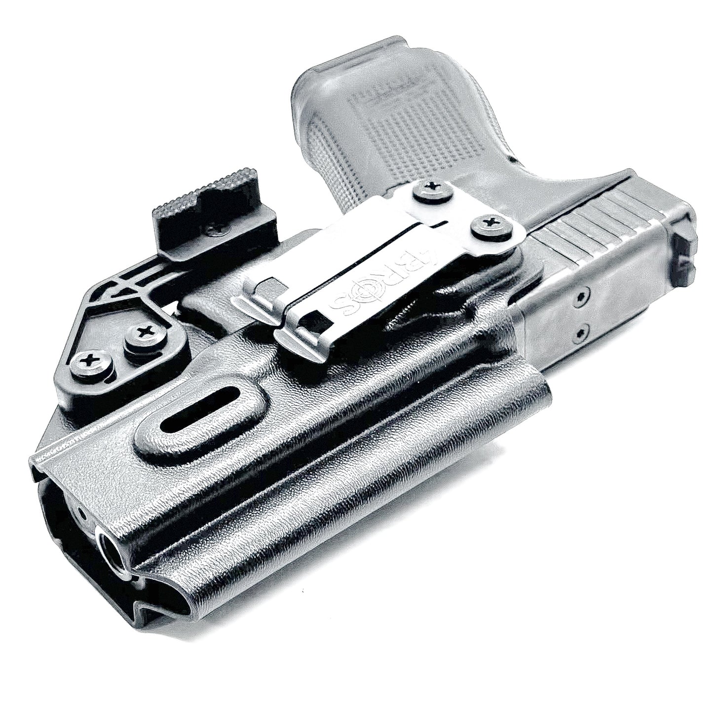 IWB holster for Glock 19, 19X, 45, and 32 – right-hand draw, adjustable retention and cant, full sweat guard, made in the USA from .093" Kydex