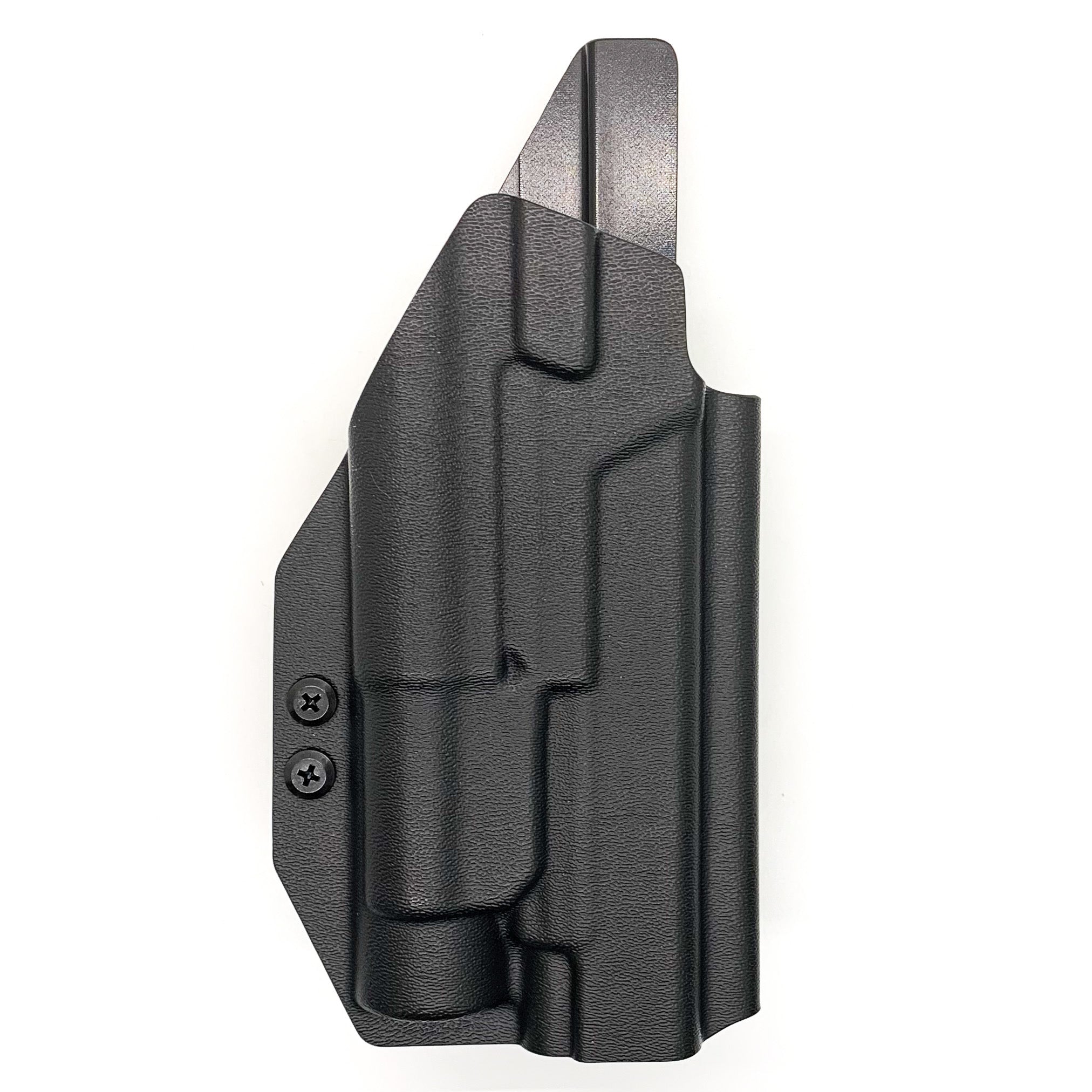 For the best Outside Waistband Taco Style Kydex Holster designed to fit the Glock 17, 34, and 47 Gen 5 pistols with the Streamlight TLR-1 HL, shop Four Brothers Holsters. Gen 4 Glock 17 and 22 and TLR1 HL. Full sweat guard, adjustable retention. Made in USA Open muzzle for threaded barrels, cleared for red dot sights