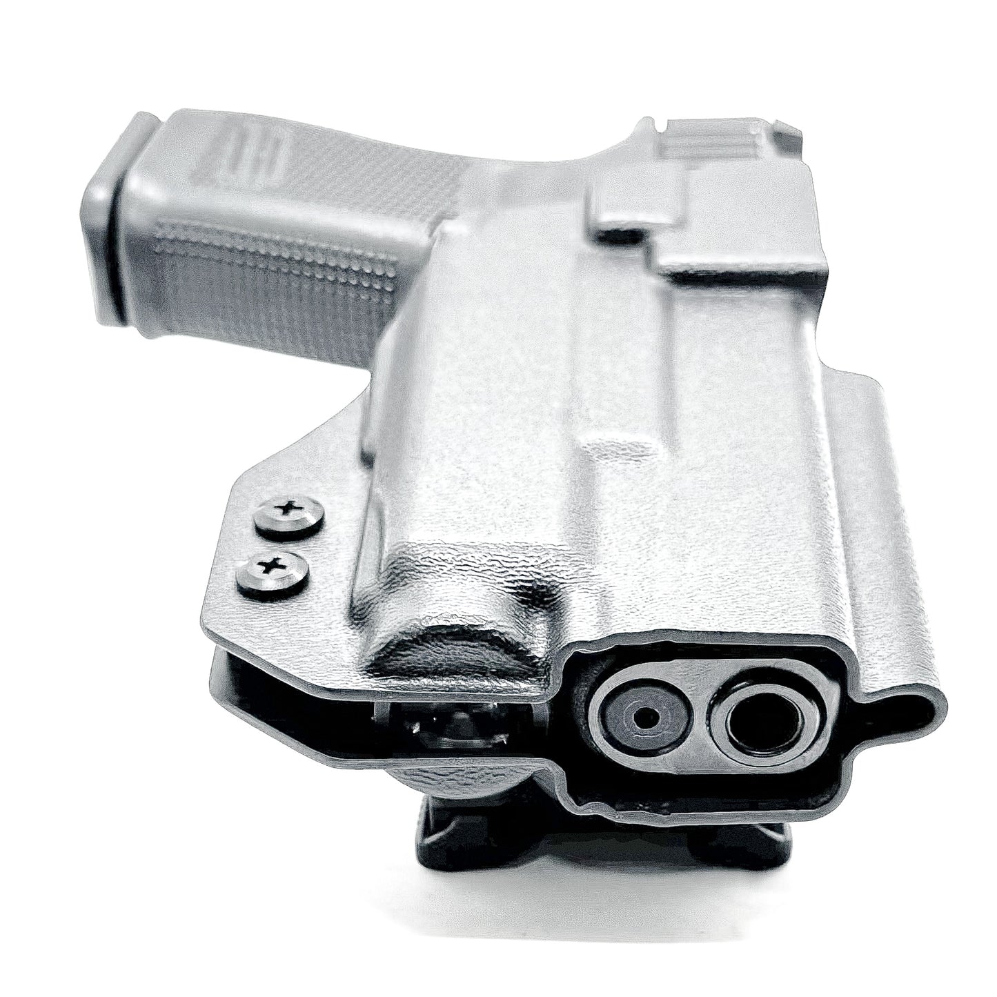 For the best Outside Waistband OWB Holster for the Glock 19, 23, 32, 19X, or 45 with the Nightstick TCM-550XL or TCM-550XLS shop Four Brothers 4BROS Holsters.