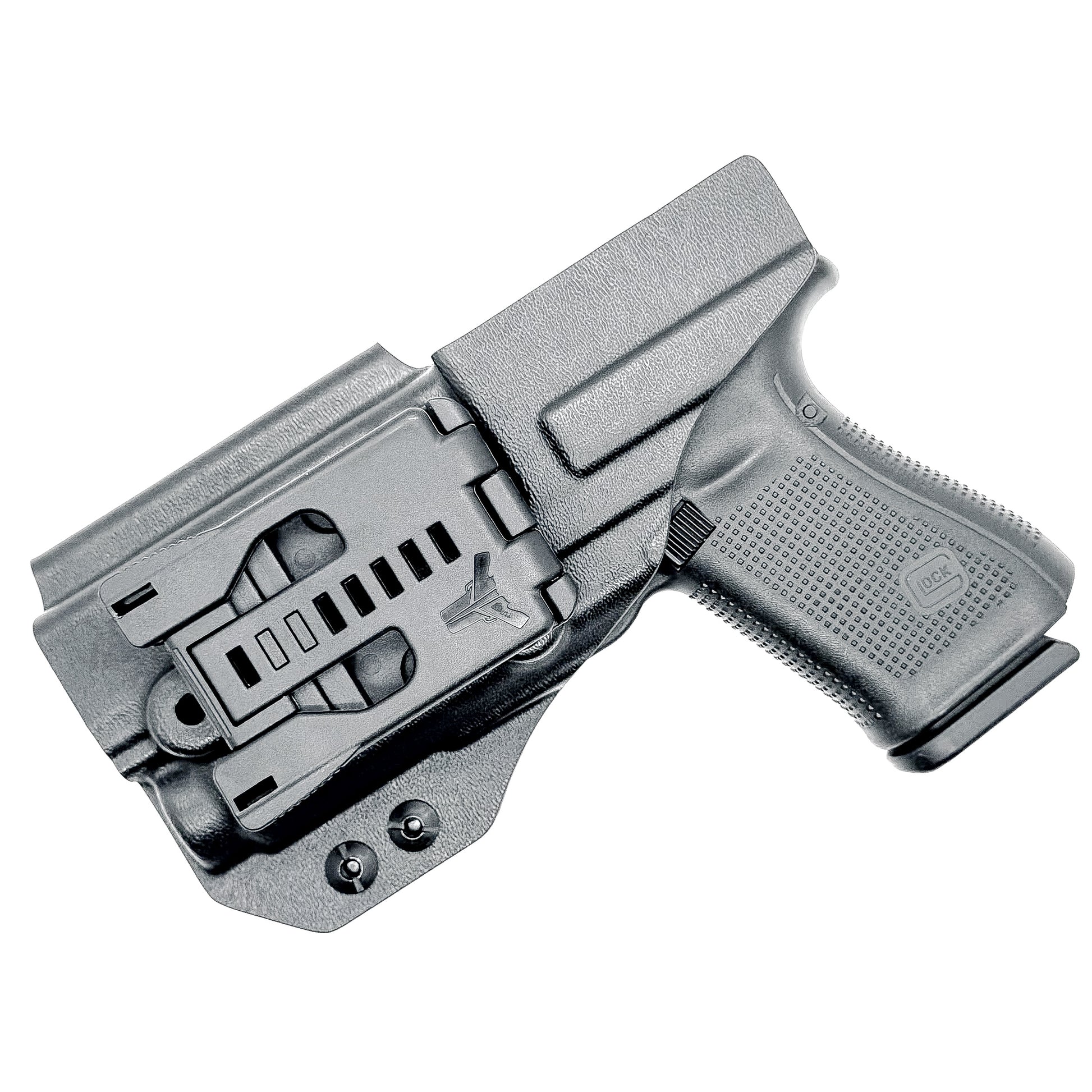 For the best Outside Waistband OWB Holster for the Glock 19, 23, 32, 19X, or 45 with the Nightstick TCM-550XL or TCM-550XLS shop Four Brothers 4BROS Holsters.