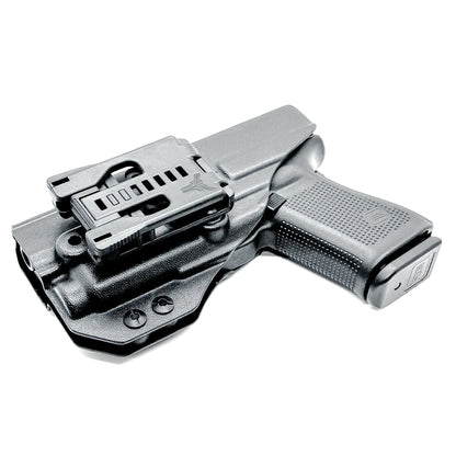 For the best Outside Waistband OWB Holster for the Glock 19, 23, 32, 19X, or 45 with the Nightstick TCM-550XL or TCM-550XLS shop Four Brothers 4BROS Holsters.