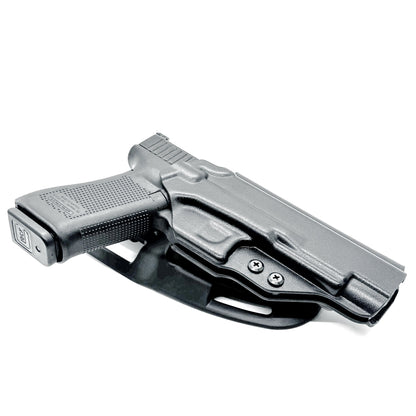Black Outside Waistband OWB Glock 34 Generation Gen 5, Duty & Competition Style Kydex Holster from Four Brothers 4BROS Holsters. Made in the USA. 