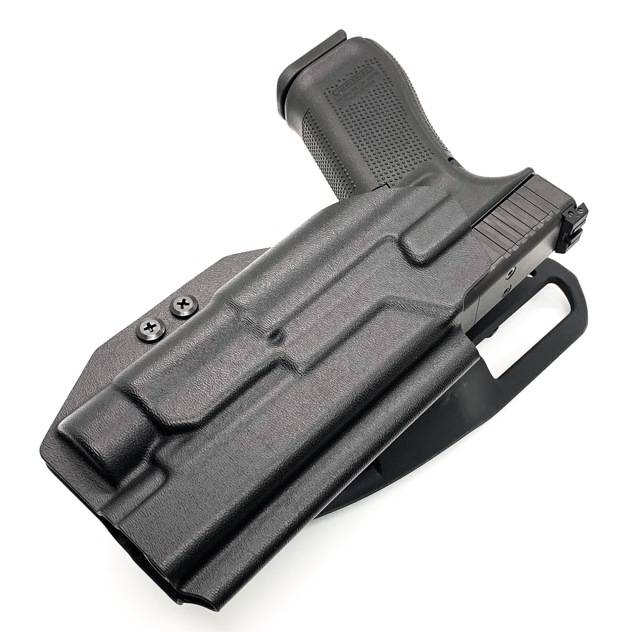 For the best Outside Waistband Duty & Competition Style Kydex Holster designed to fit the Glock 17, 34, and 47 Gen 5 pistols with the Streamlight TLR-1 HL, shop Four Brothers Holsters. Gen 4 17 & 22 and TLR1 HL. Full sweat guard, adjustable retention. Made in USA Open muzzle for threaded barrels, cut for red dot sights