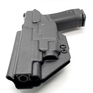 For the Best Inside Waistband IWB AIWB Appendix Kydex holster designed to fit the Glock Gen 5 34 and 34 MOS, with the Streamlight TLR-7 or TLR-7A light, shop Four Brothers Holsters. Adjustable retention, Open Muzzle, Cleared for red dot optics, & 3/8" suppressor height sights. Proudly Made in the USA 
