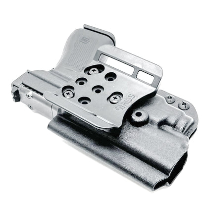 Outside Waistband Holster for the Glock 43X MOS, 48 MOS, 43X Rail, or 48 Rail pistols & Streamlight TLR-7 Sub from Four Brothers Holsters.