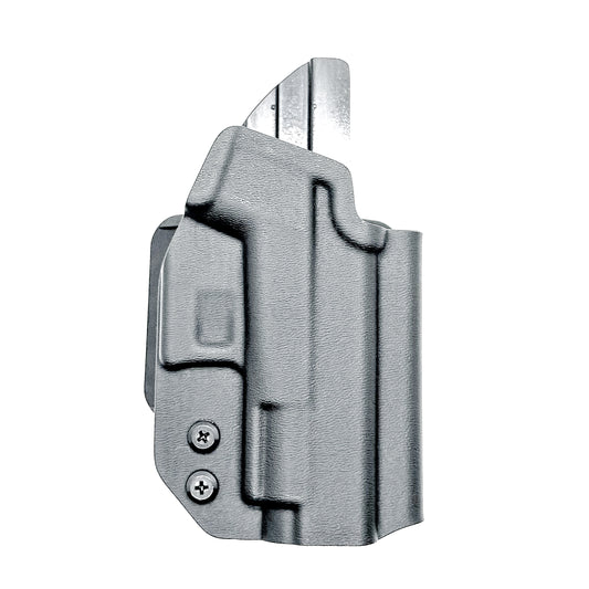 Black, Right Hand Glock 43 & 43X MOS OWB Holster with 4BROS 1.5' Belt slide. Made in the USA