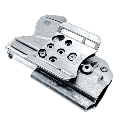 Black, Right Hand Glock 43 & 43X MOS OWB Holster with 4BROS 1.5' Belt slide. Made in the USA