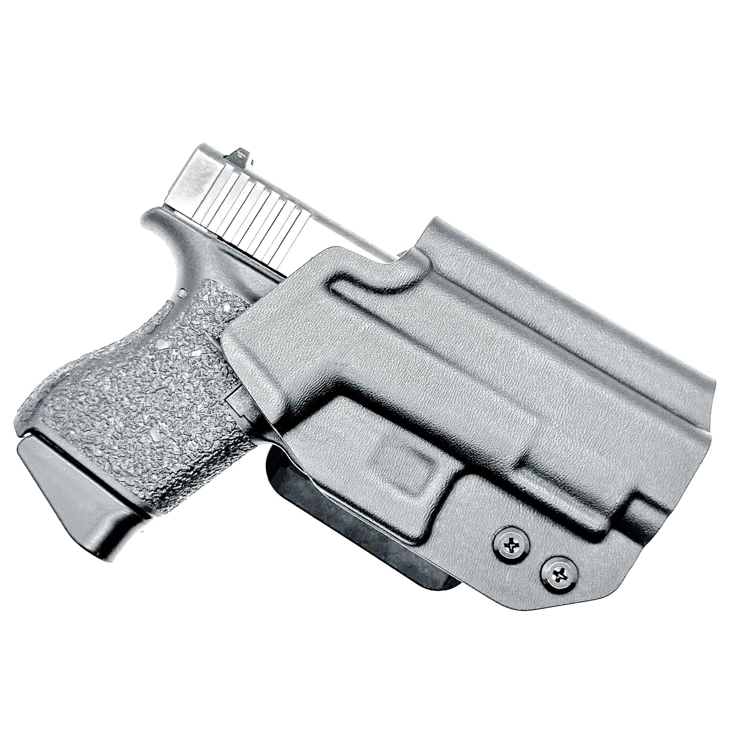 Black, Right Hand Glock 43 & 43X MOS OWB Holster with 4BROS 1.5' Belt slide. Made in the USA