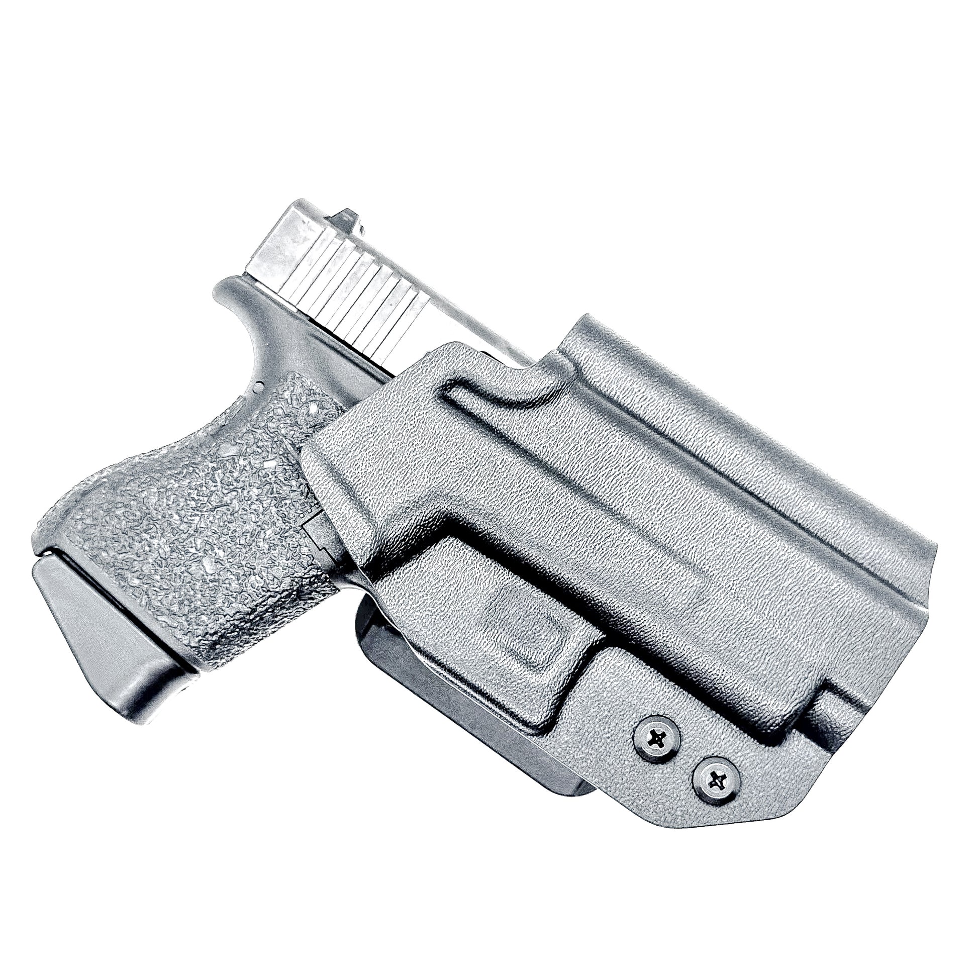 Black, Right Hand Glock 43 & 43X MOS OWB Holster with 4BROS 1.5' Belt slide. Made in the USA