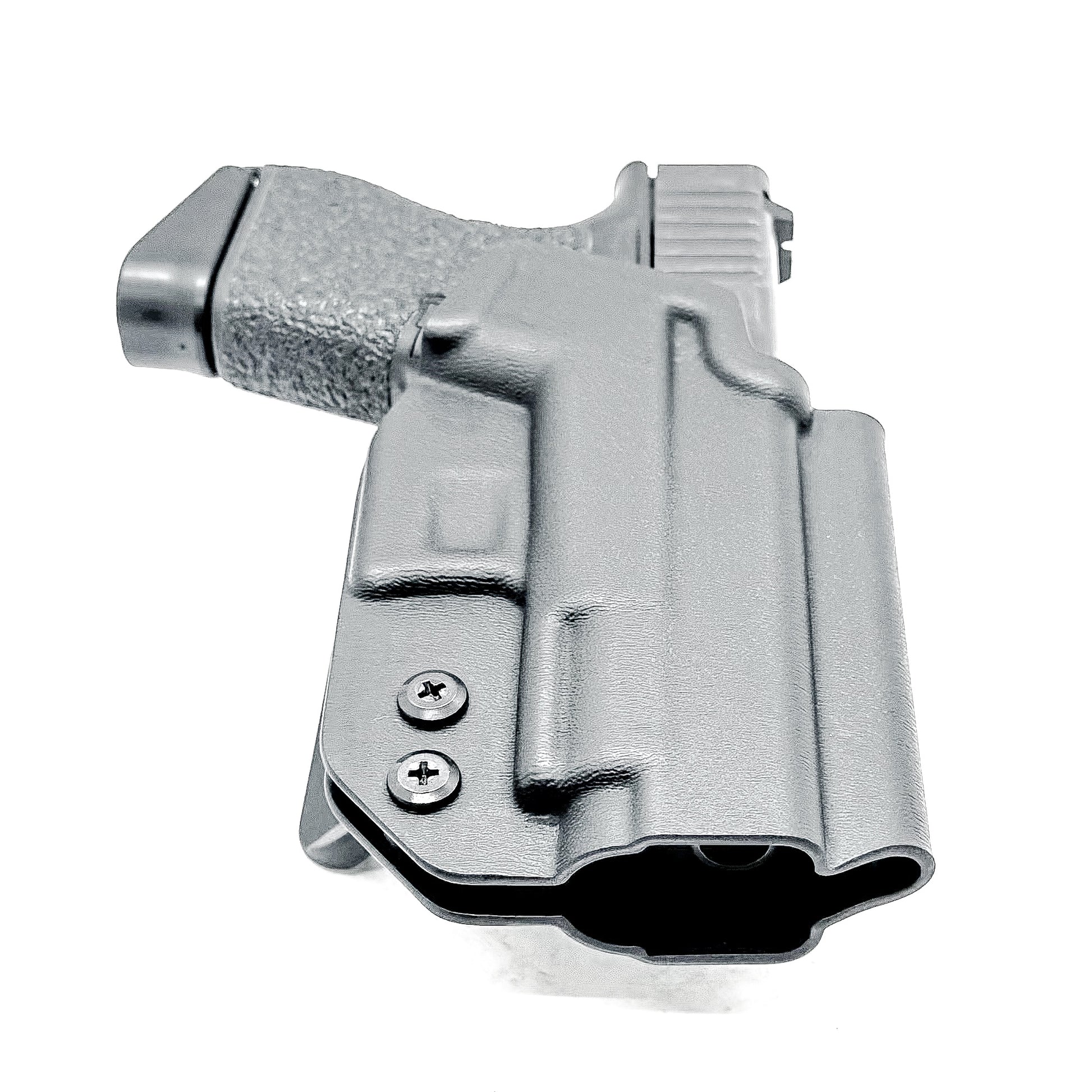 Black, Right Hand Glock 43 & 43X MOS OWB Holster with 4BROS 1.5' Belt slide. Made in the USA