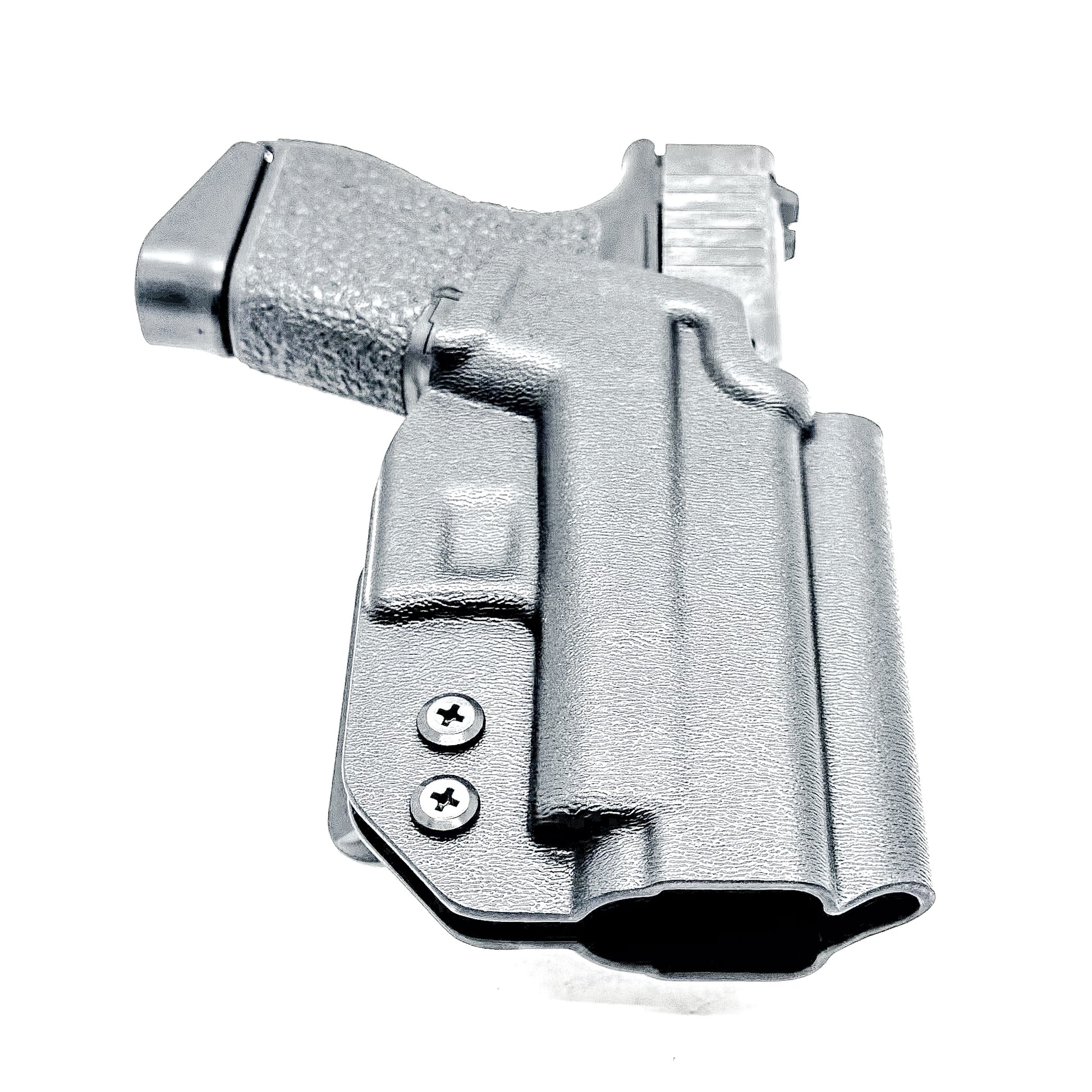 Black, Right Hand Glock 43 & 43X MOS OWB Holster with 4BROS 1.5' Belt slide. Made in the USA