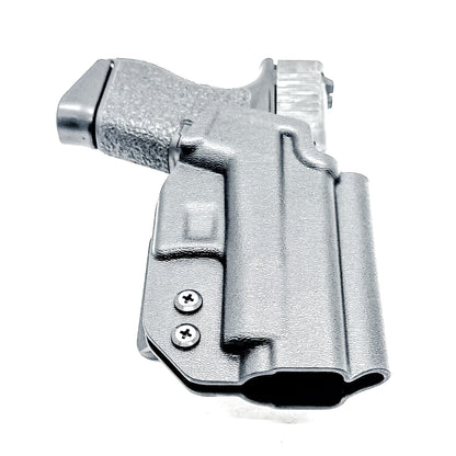 Black, Right Hand Glock 43 & 43X MOS OWB Holster with 4BROS 1.5' Belt slide. Made in the USA