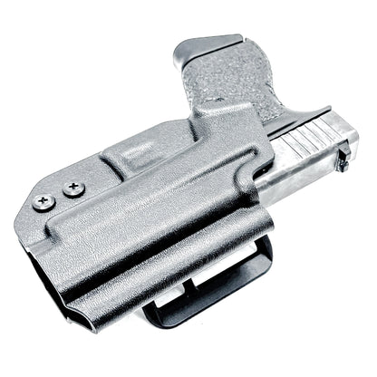 Black, Right Hand Glock 43 & 43X MOS OWB Holster with 4BROS 1.5' Belt slide. Made in the USA