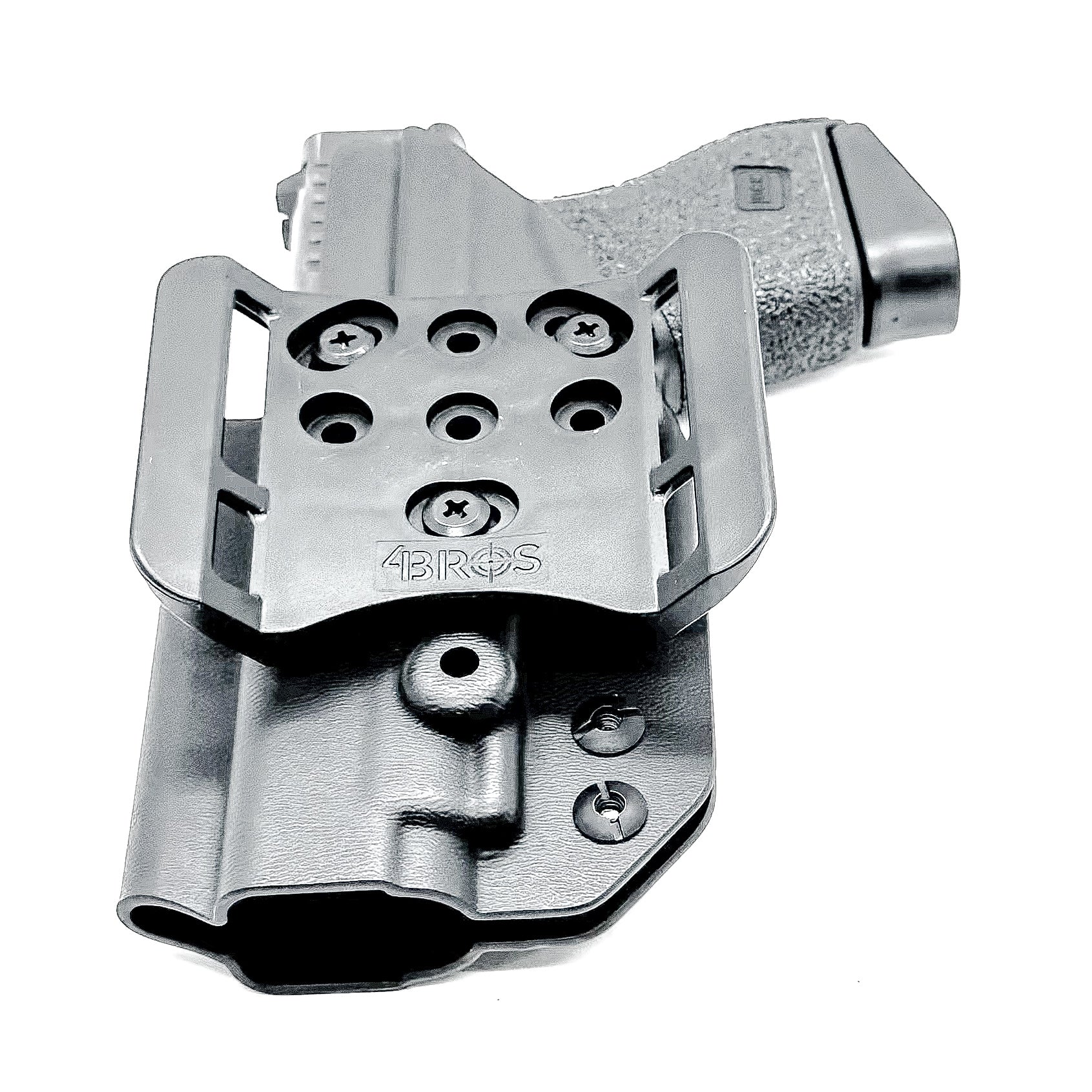 Black, Right Hand Glock 43 & 43X MOS OWB Holster with 4BROS 1.5' Belt slide. Made in the USA