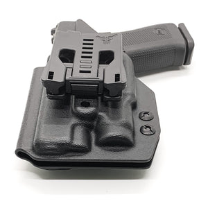 Outside Waistband Holster designed to fit the Glock 43X MOS, 48 MOS, 43X Rail, and 48 Rail pistols with the Streamlight TLR-7 Sub light mounted to the handgun. Full sweat guard, adjustable retention, minimal material and smooth edges to reduce printing. Made in the USA.  43 X 48 X 
