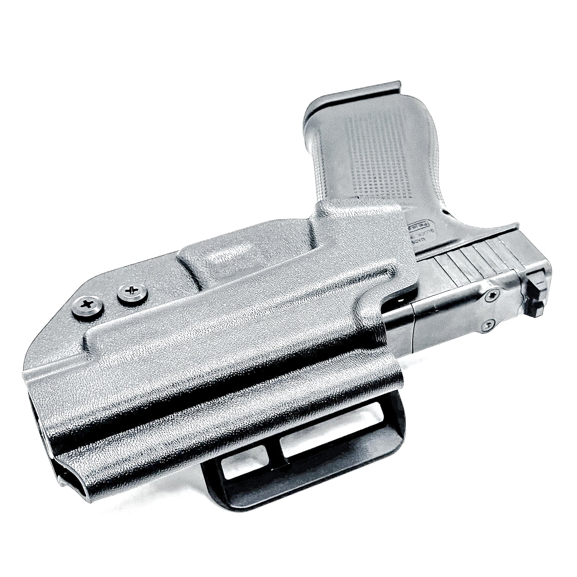 Glock 48 & 48 MOS OWB Holster, Right Hand, Black, with 4Bros 1.5" Belt Slide. Made in the USA