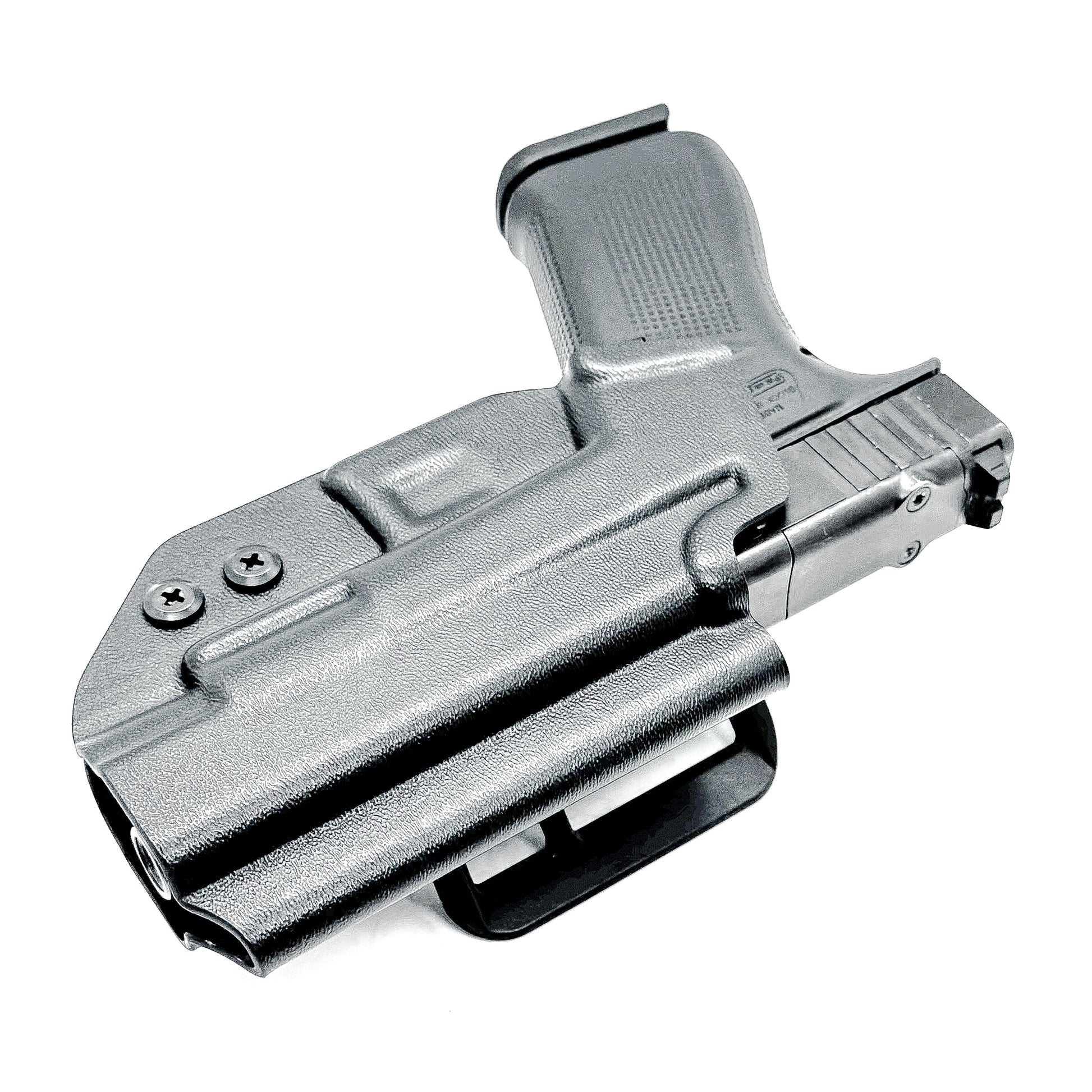 Glock 48 & 48 MOS OWB Holster, Right Hand, Black, with 4Bros 1.5" Belt Slide. Made in the USA
