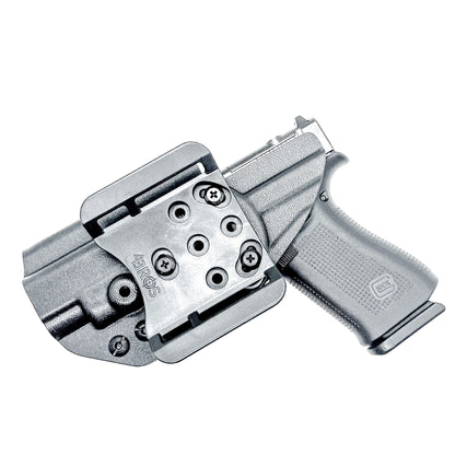 Glock 48 & 48 MOS OWB Holster, Right Hand, Black, with 4Bros 1.5" Belt Slide. Made in the USA