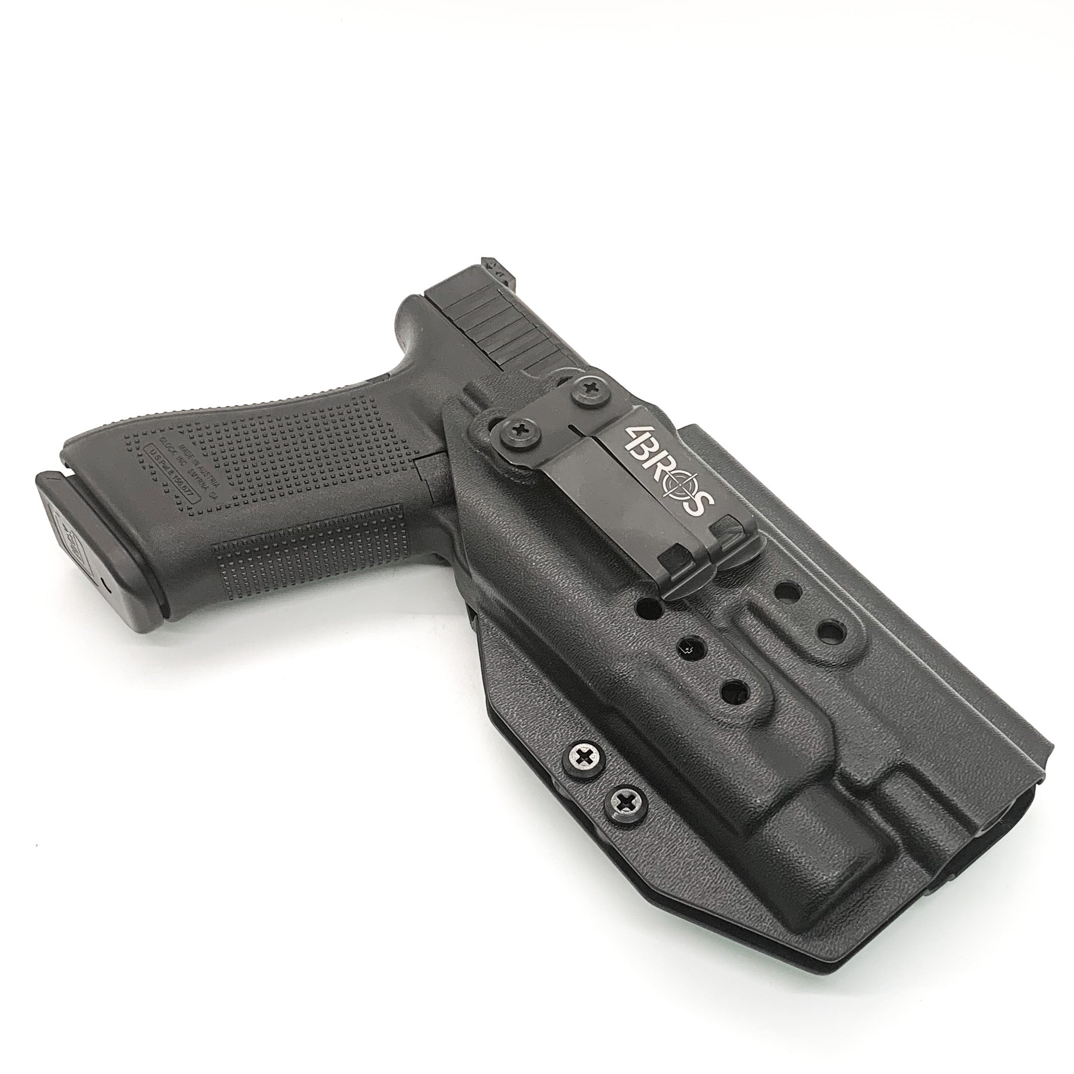 For the best Inside Waistband Taco Style Kydex Holster designed to fit the Glock 17, 34, and 47 Gen 5 pistols with the Streamlight TLR-1 HL, shop Four Brothers Holsters. Gen 4 Glock 17 and 22 and TLR1 HL. Full sweat guard, adjustable retention. Made in USA Open muzzle for threaded barrels, cleared for red dot sights