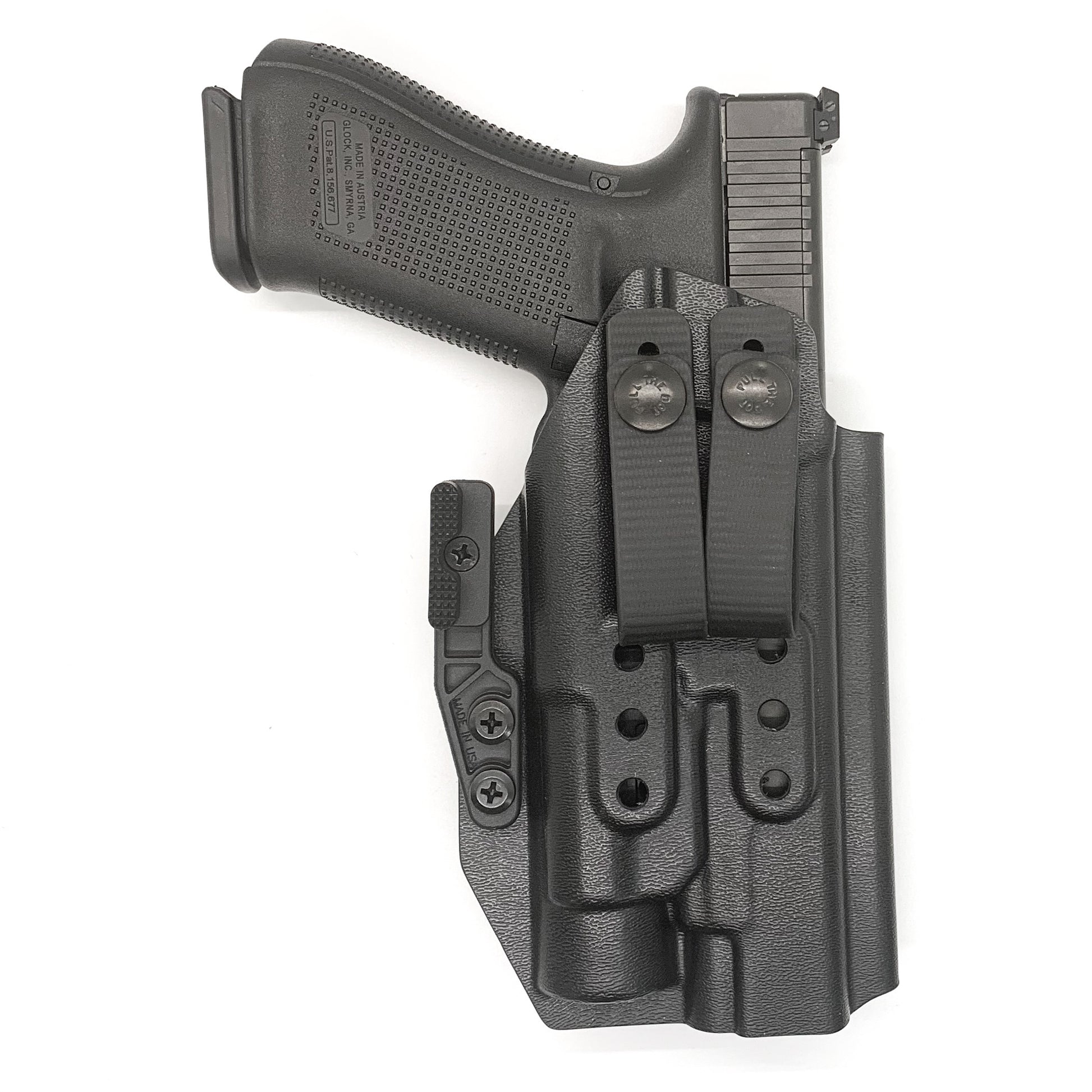 For the best IWB Kydex Inside Waistband Holster for the Glock 17, 34, and 47 Gen 5 pistols with the Streamlight TLR-1 HL, shop Four Brothers 4BROS Holsters. 